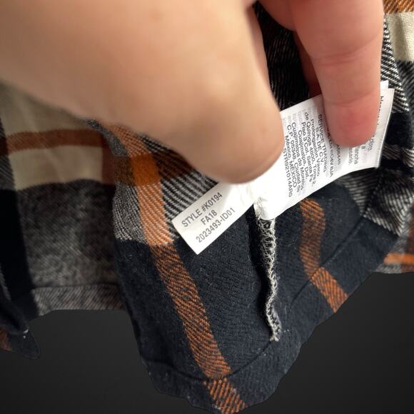 The Perfect Flannel By Madewell Black Orange Small 100% Cotton - Picture 7 of 9